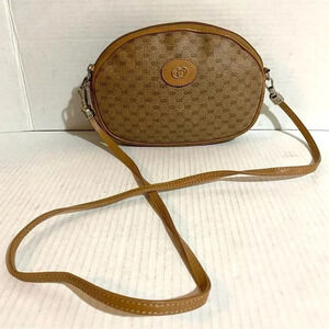 Gucci vintage micro GG canvas/ leather shoulder handbag